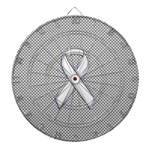 Chrome als White Ribbon Awareness Carbon Fibre Dartbord (Voorkant)