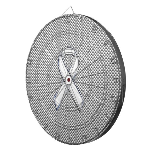 Chrome als White Ribbon Awareness Carbon Fibre Dartbord (Voorkant Rechts)