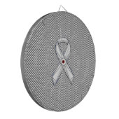 Chrome als White Ribbon Awareness Carbon Fibre Dartbord (Voorkant Links)