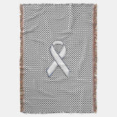 Chrome als White Ribbon Awareness Carbon Fibre Deken (Voorkant Verticaal)