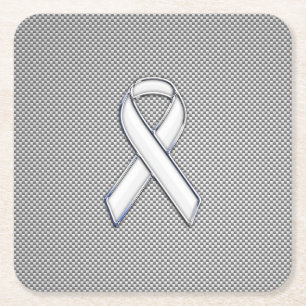 Chrome als White Ribbon Awareness Carbon Fibre Kartonnen Onderzetters