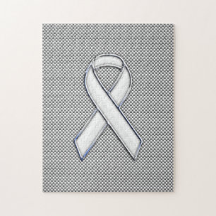 Chrome als White Ribbon Awareness Carbon Fibre Legpuzzel