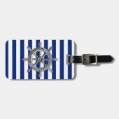 Chrome als wiel op Nautical Stripes Bagagelabel (Voorkant horizontaal)