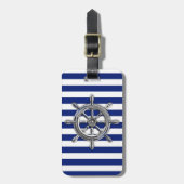 Chrome als wiel op Nautical Stripes Bagagelabel (Voorkant verticaal)