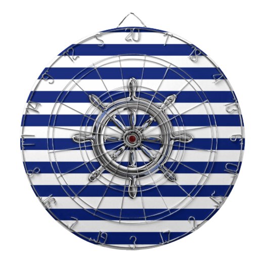 Chrome als wiel op Nautical Stripes Dartbord (Voorkant)