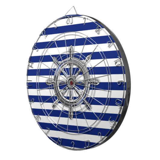Chrome als wiel op Nautical Stripes Dartbord (Voorkant Rechts)