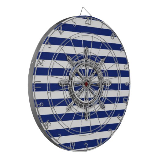 Chrome als wiel op Nautical Stripes Dartbord (Voorkant Links)