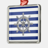 Chrome als wiel op Nautical Stripes Metalen Ornament (Links)