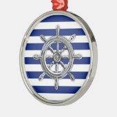 Chrome als wiel op Nautical Stripes Metalen Ornament (Links)