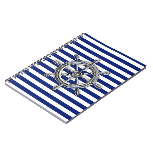 Chrome als wiel op Nautical Stripes Notitieboek (Linkerzijde)