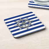 Chrome als wiel op Nautical Stripes Onderzetter (Linkerzijde)