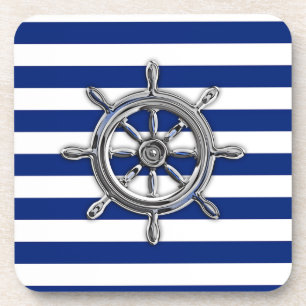 Chrome als wiel op Nautical Stripes Onderzetter