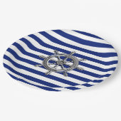 Chrome als wiel op Nautical Stripes Papieren Bordje (Gekanteld)