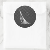 Chrome als zeilboot op koolstofvezel ronde sticker (Tas)