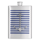 Chrome Anchor Nautical on Navy Stripes Print Heupfles (Voorkant)