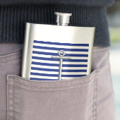 Chrome Anchor Nautical on Navy Stripes Print Heupfles (Voorbeeld)
