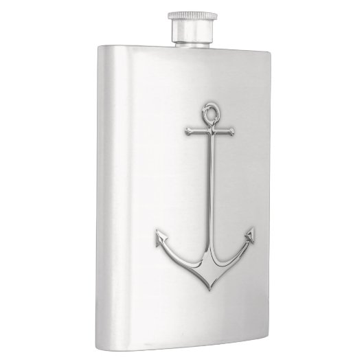 Chrome Anchor Nautical Print Heupfles (Rechts)