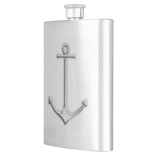 Chrome Anchor Nautical Print Heupfles (Links)