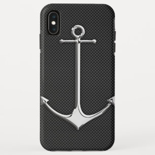 Chrome Anchor on Carbon Fibre Nautical Lifestyle iPhone XS Max Hoesje