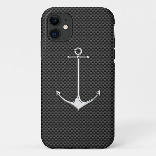 Chrome Anchor on Carbon Fibre Nautical Lifestyle Case-Mate iPhone Case (Achterkant)