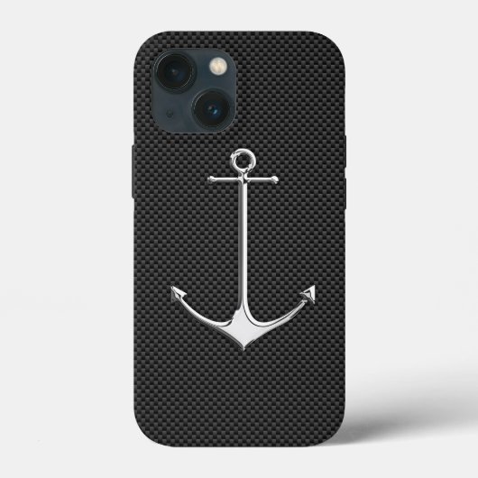 Chrome Anchor on Carbon Fibre Nautical Lifestyle Case-Mate iPhone Case (Achterkant)