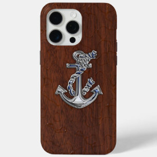 Chrome Anchor on Natte Mahogany Print iPhone 15 Pro Max Hoesje