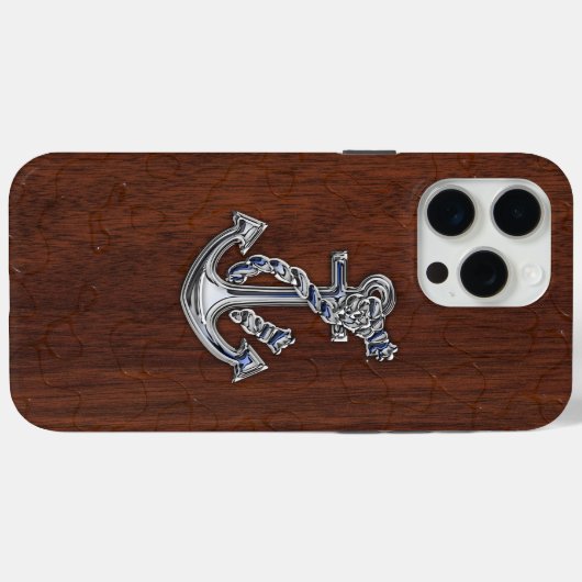 Chrome Anchor on Natte Mahogany Print Case-Mate iPhone Case (Achterkant (horizontaal))