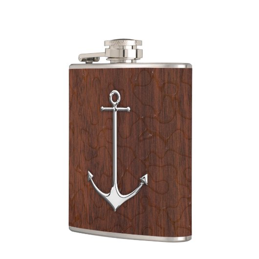 Chrome Anchor on Natte Mahogany Print Heupfles (Links)