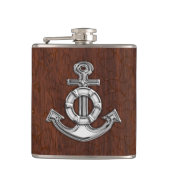Chrome Anchor on Natte Mahogany Print Heupfles (Voorkant)