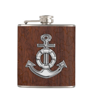 Chrome Anchor on Natte Mahogany Print Heupfles