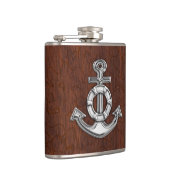 Chrome Anchor on Natte Mahogany Print Heupfles (Rechts)