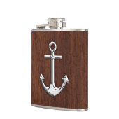 Chrome Anchor on Natte Mahogany Print Heupfles (Links)
