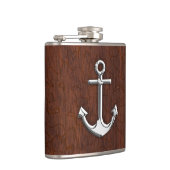 Chrome Anchor on Natte Mahogany Print Heupfles (Rechts)