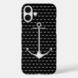 Chrome Anchor on Wave Cups Nautical Lifestyle iPhone 16 Plus Hoesje