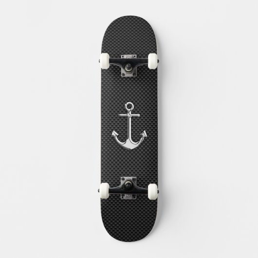 Chrome Anchor op koolstofvezel Persoonlijk Skateboard (Voorkant)
