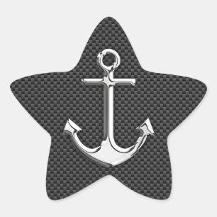 Chrome Anchor op koolstofvezel Ster Sticker