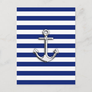 Chrome Anchor op marinestapes Briefkaart