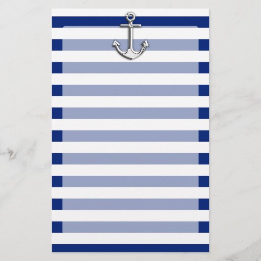 Chrome Anchor op marinestapes Briefpapier (Voorkant)