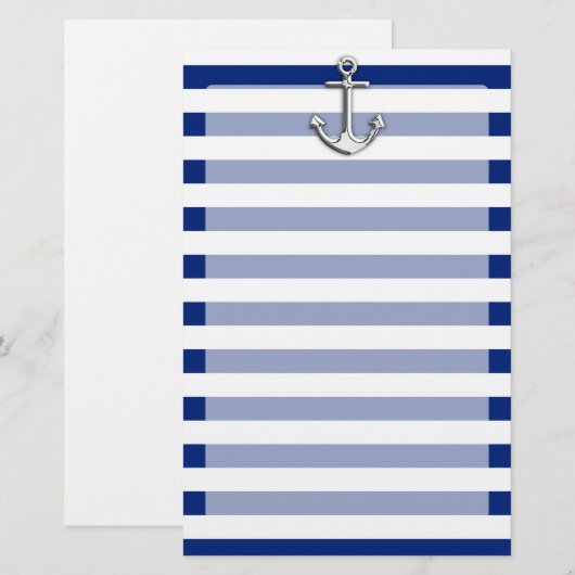 Chrome Anchor op marinestapes Briefpapier (Voorkant / Achterkant)