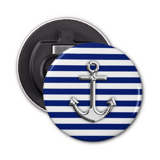 Chrome Anchor op marinestapes Button Flesopener (Voorkant)