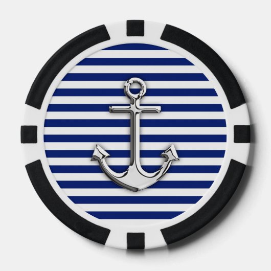 Chrome Anchor op marinestapes Poker Chips (Voorkant)