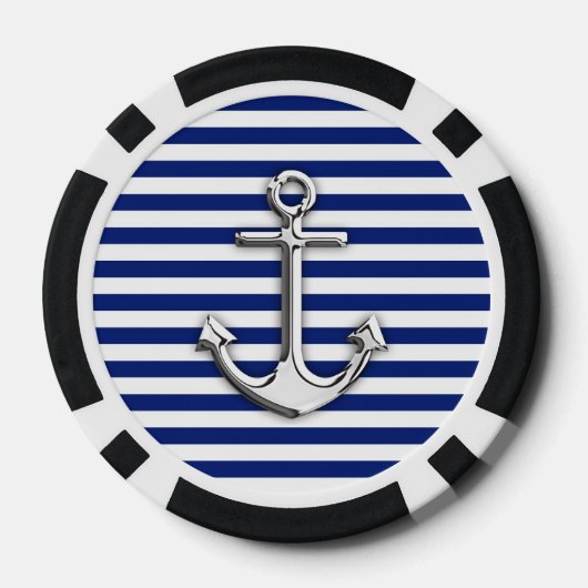 Chrome Anchor op marinestapes Poker Chips (Achterkant)