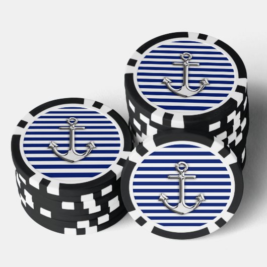 Chrome Anchor op marinestapes Poker Chips (Opstapeling)