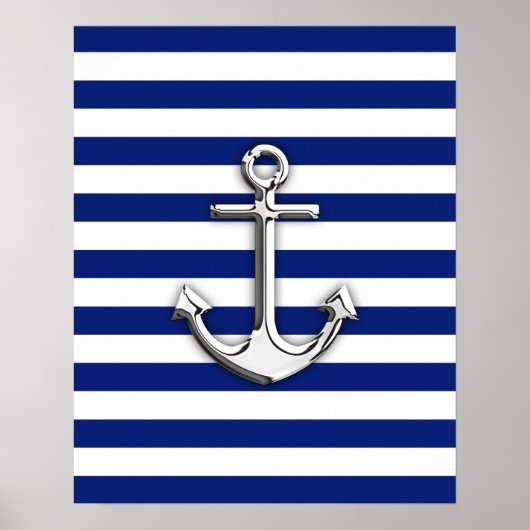Chrome Anchor op marinestapes Poster (Voorkant)
