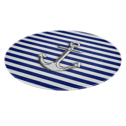 Chrome Anchor op marinestapes Snijplank (Hoek)