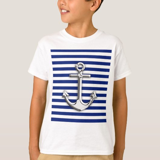 Chrome Anchor op marinestapes T-shirt (Voorkant)