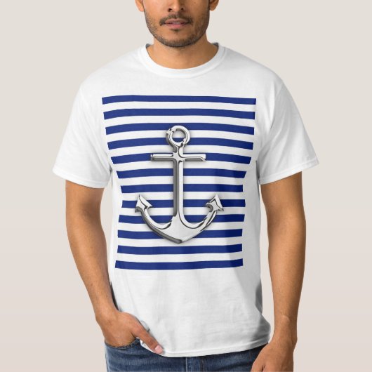 Chrome Anchor op marinestapes T-shirt (Voorkant)