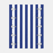 Chrome Anchor op Nautical Navy Blue Stripes Print Fleece Deken (Voorkant)