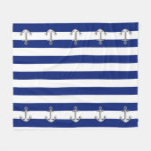 Chrome Anchor op Nautical Navy Blue Stripes Print Fleece Deken (Voorkant (Horizontaal))