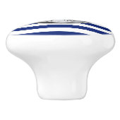 Chrome Anchor op Nautical Navy Blue Stripes Print Keramische Knop (Zijkant)